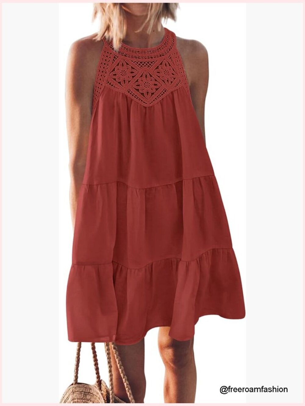 Summer Halter Sundress Sleeveless A-Line Mini Beach Vacation Dress
